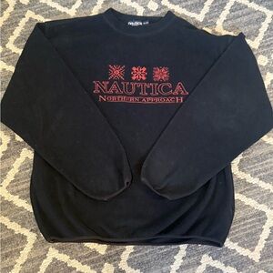 Vintage Nautica Northern Approach Fleece Sweatshirt Black XL